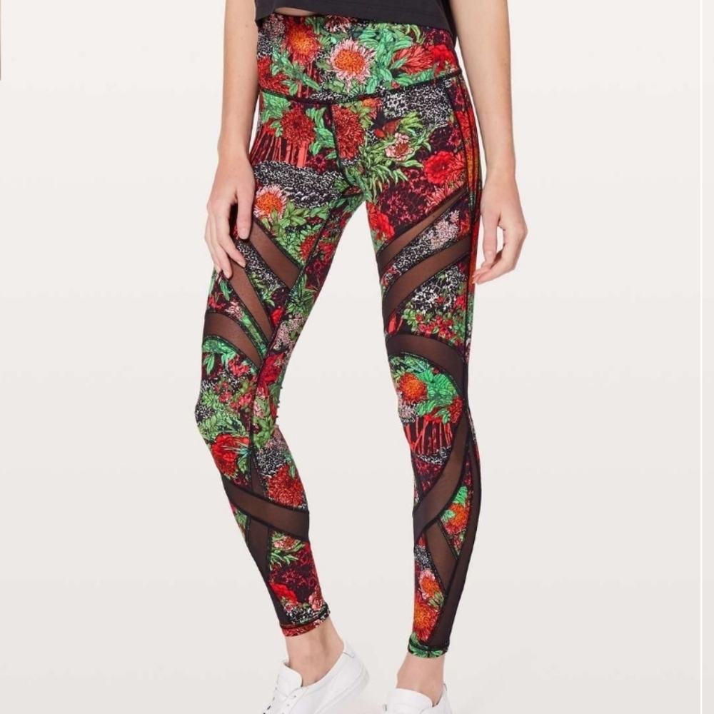 Lululemon Wunder Under High Rise 7/8 Tight Mesh Floral Size 10 NEW